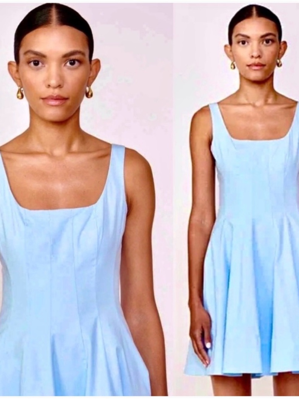 STAUD Blue Sleeveless Mini Dress